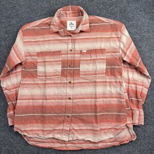 Rip Curl Shirt Mens Small Red White Stripe Button Front Cotton Casual 01YWSH
